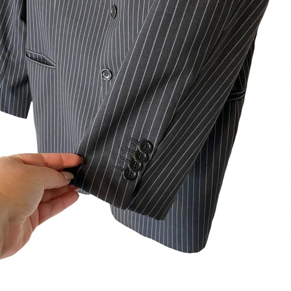 Armani Collezioni Black Striped Blazer Suit Jacket‎ 42